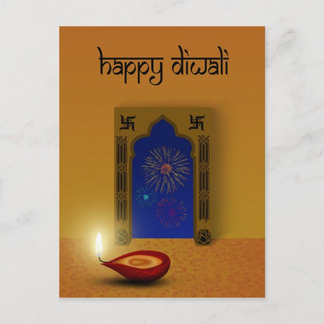 Diwali feliz festivo - postal (Anverso)