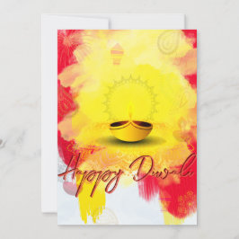 Diwali saluda con Diya en tarjeta de vacaciones ba