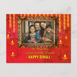 Diwali saluda tarjeta de foto tradicional