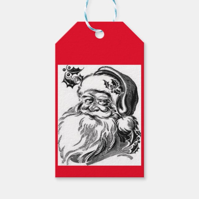 DIY BLANCO Y NEGRO SANTA Etiqueta de regalo (Anverso)