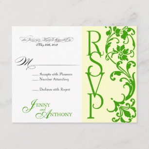DIY Elegant Simple RSVP en crema y esmeralda