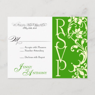 DIY Elegant Simple RSVP en Esmeralda y Cream