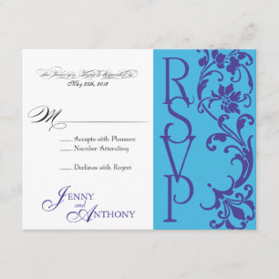 DIY Elegant Simple RSVP Vintage Purple & Sky Blue