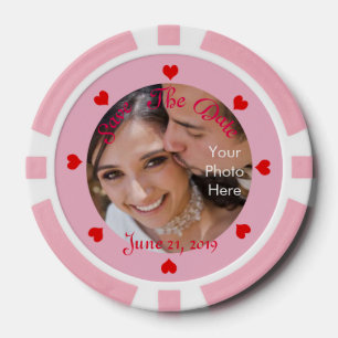 DIY ~ GUARDAR LA FECHA Boda Póquer Chips Red Heart