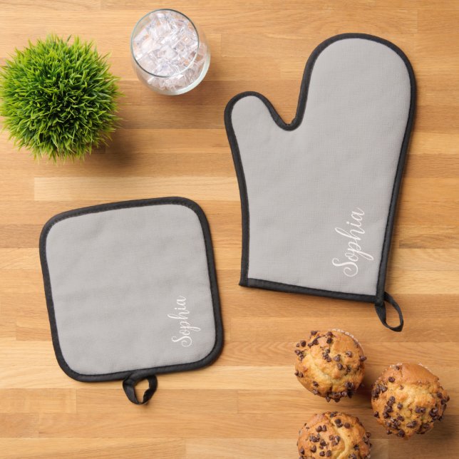 DIY Oven Mitt Set | Personalizado Texto, Nombre, C (De arriba hacia abajo)