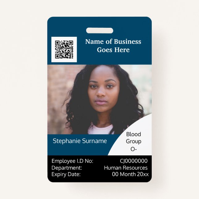 DIY Tarjeta de identificación de empleado azul bla (Anverso)