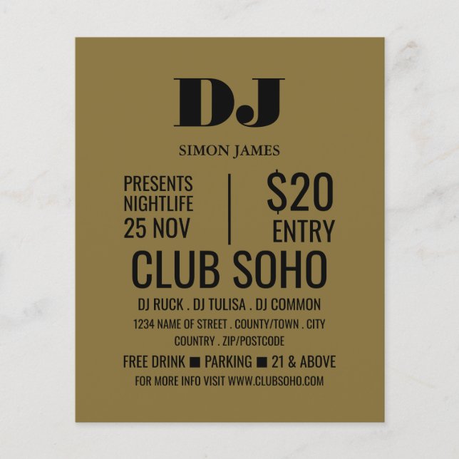 DJ de estilo, Volante publicitario para eventos de (Frente)