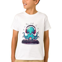 DJ de pulpo sonriente, camiseta de la jungla music