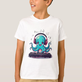 DJ de pulpo sonriente, camiseta de la jungla music
