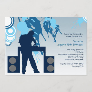 DJ en la invitación del trabajo