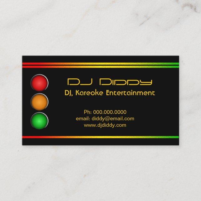 DJ Reggae Traffic Lights Personalizado tarjetas de (Anverso)
