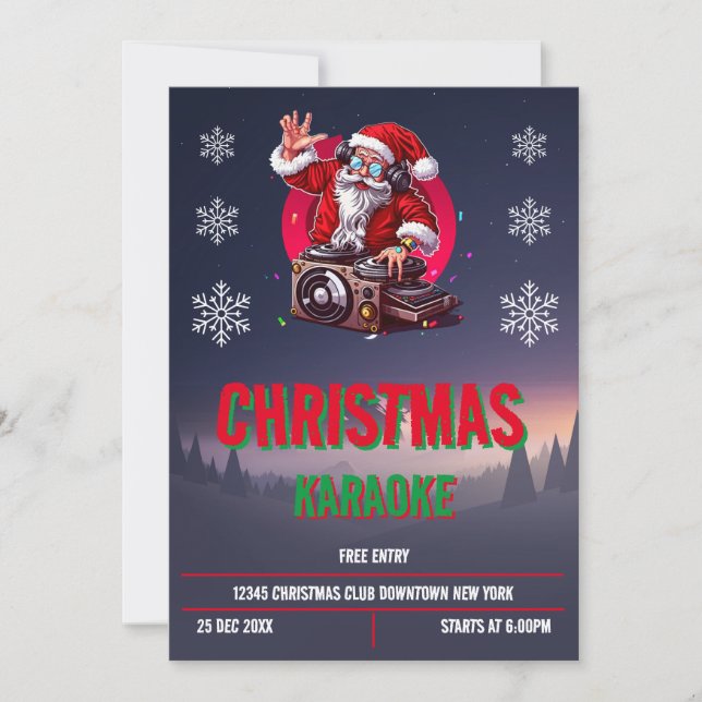 DJ Santa Navidades Karaoke Invitación (Anverso)