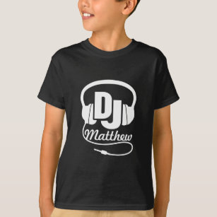 DJ tu nombre blanco en camiseta de niños negros