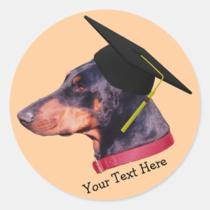 Doberman En Pegatina De Perro Cap De Graduación