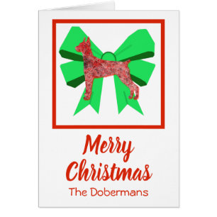 Doberman Pinscher Cute Navidades Dog & Bow Card