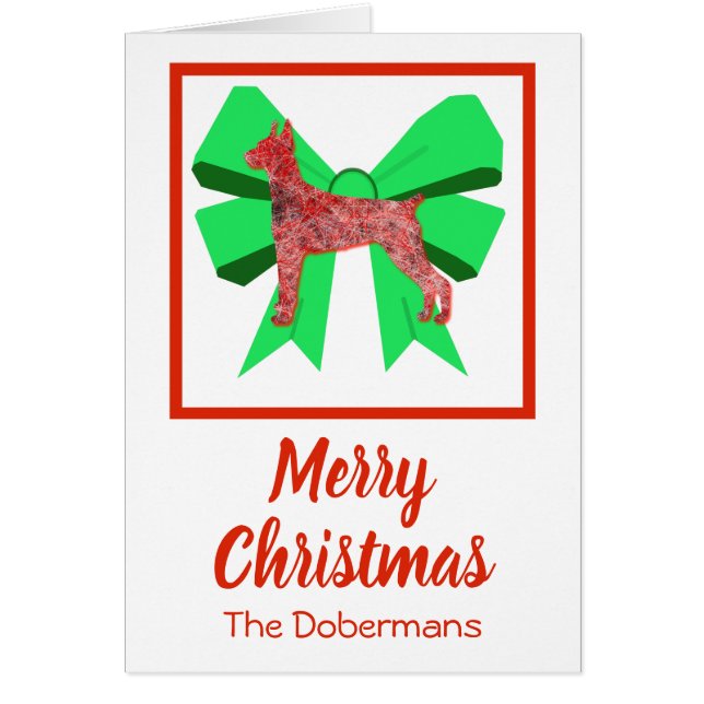 Doberman Pinscher Cute Navidades Dog & Bow Card (Frente)