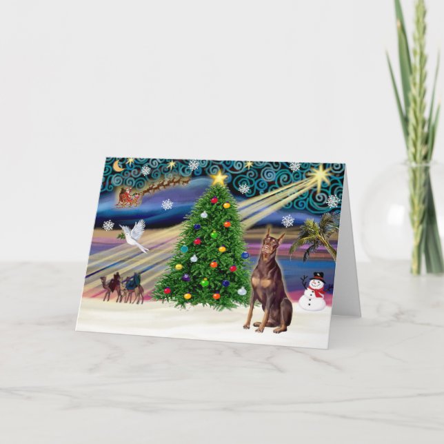 Doberman Pinscher Magia de Navidad (rojo) (Anverso)