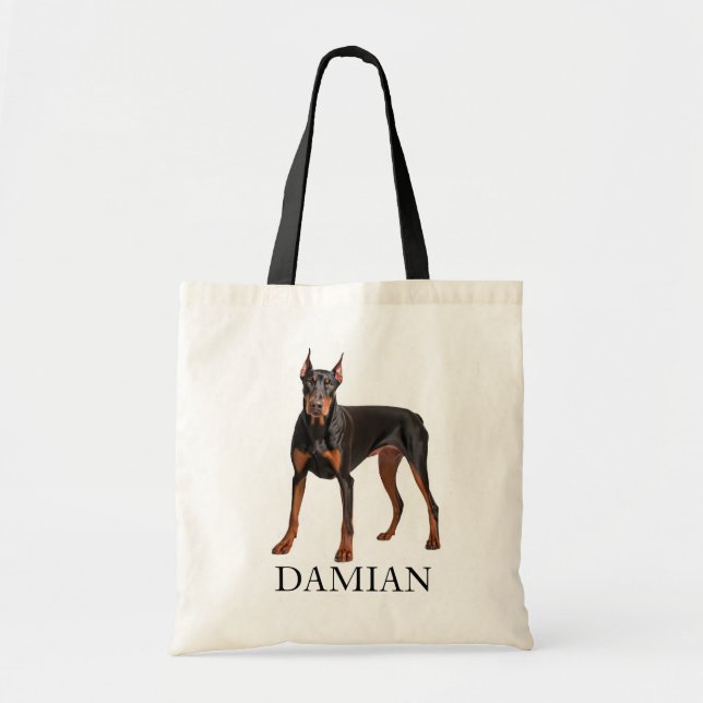 Doberman Pinscher personaliza la bolsa de tote (Frente)