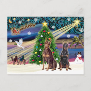 Doberman Pinschers Magia de Navidad (dos)