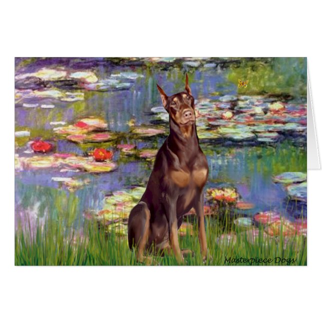 Doberman (rojo) - Lirios 2 (Anverso (Horizontal))