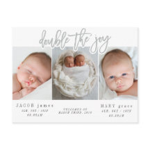 Doblar la postal de anuncio de nacimiento de gemel
