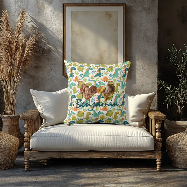 Doble almohada fotográfica con corazón y dinosauri (Subido por el creador)