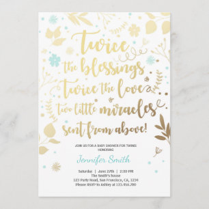 Doble Baby Shower Invitación ducha de niño dorado 