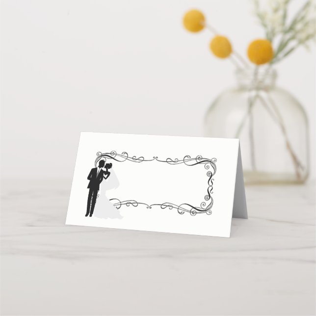 Doble Boda de tarjeta de lugar de nombre plegado (Anverso)