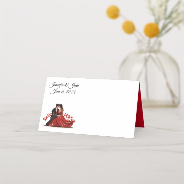 Doble Boda de tarjeta de lugar de nombre plegado (Anverso)