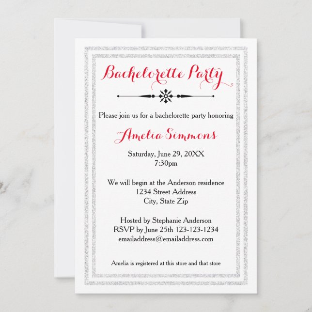 Doble Borde Plateado - Invitación a Despedida de S (Anverso)