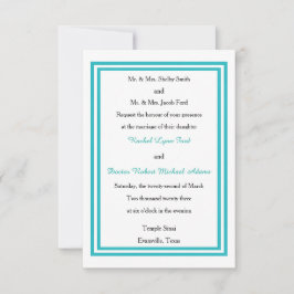 Doble Borde Turquesa - Invitación de Boda 3x5