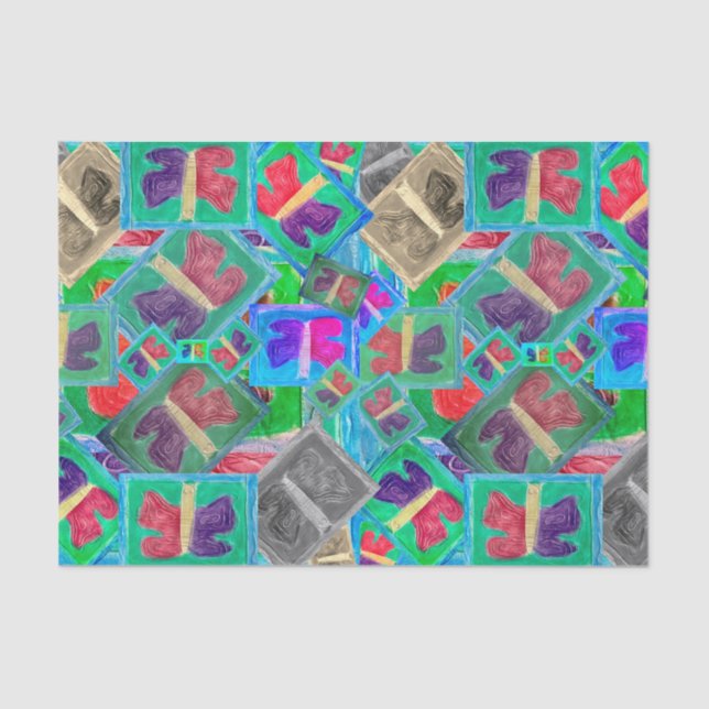 Doble desafío de mariposa colorida | Papel Tejido (Anverso)