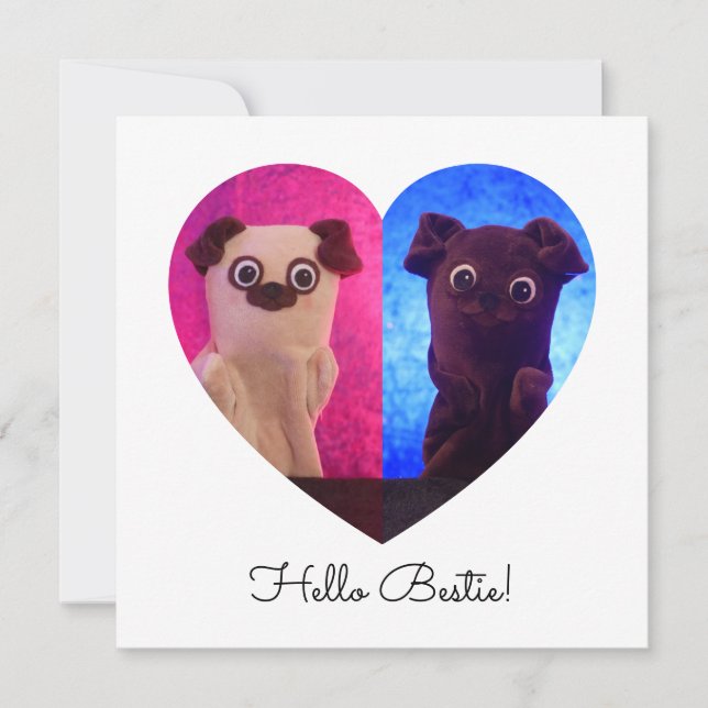 Doble Duo Split Photo Heart Besties Cute Card (Anverso)