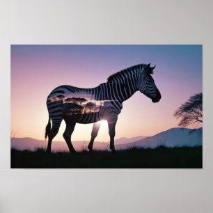 Doble exposición de cebra Naturaleza animal Arte s
