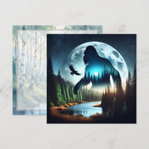 Doble exposición Pie grande, águila y luna llena