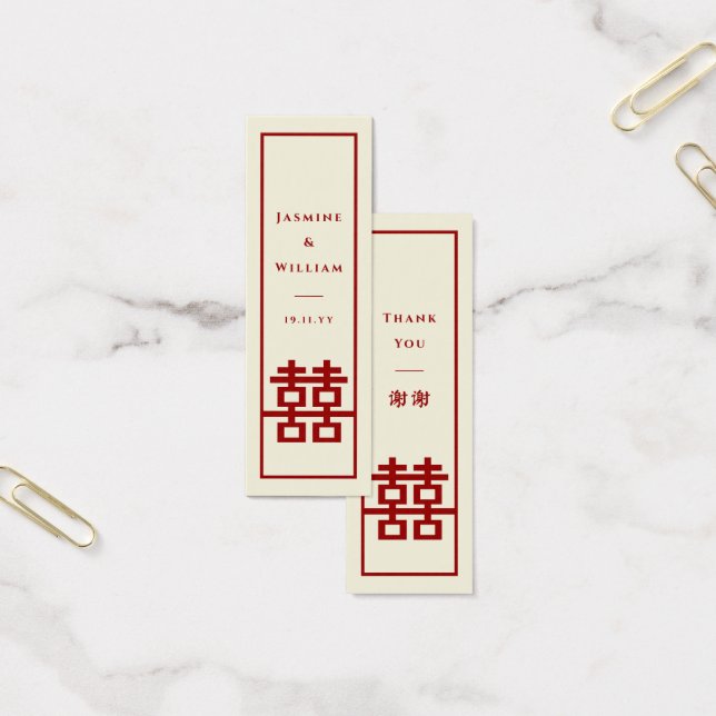 Doble felicidad roja Boda china etiqueta de regalo