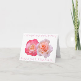 Doble Flor – Tarjeta de nota de rosa