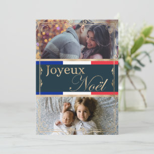 Doble Foto Personalizada Joyeux Noël Navidad Franc