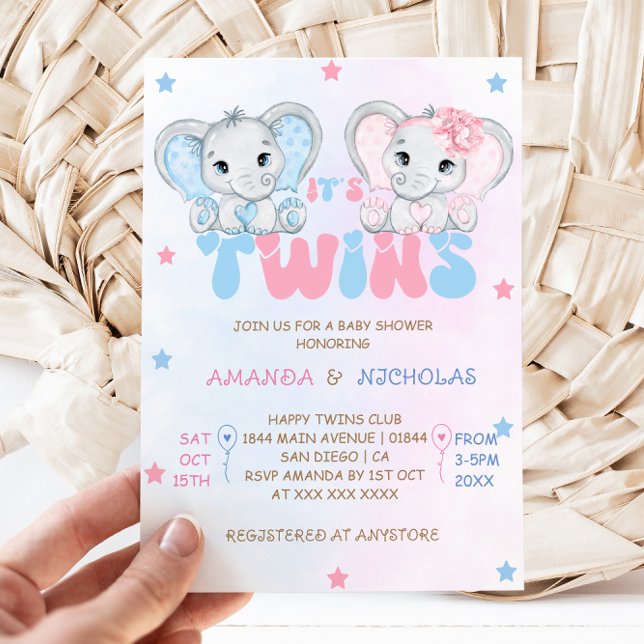 Doble Invitación de Cumpleaños para Elefantes Niño (Subido por el creador)