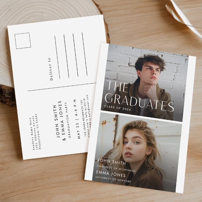 Doble invitación de graduación de foto de gemelos  (Subido por el creador)