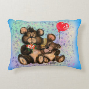 Doble oso con almohada de acento de globo cardíaco