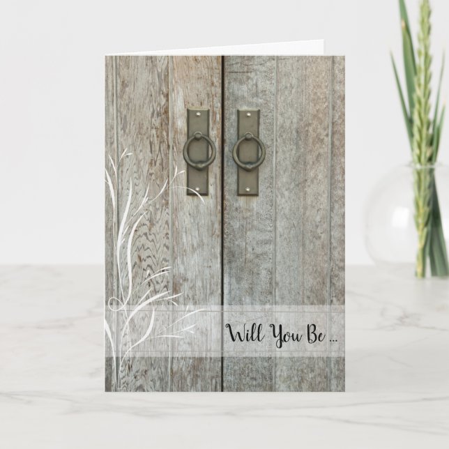 Doble puerta de granero serás mi tarjeta de novia (Anverso)
