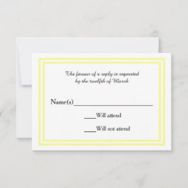 Doble recorte de amarillo suave - Tarjeta de RSVP