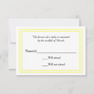 Doble recorte de amarillo suave - Tarjeta de RSVP