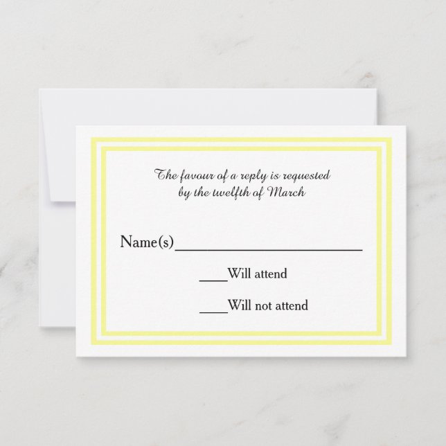 Doble recorte de amarillo suave - Tarjeta de RSVP (Anverso)