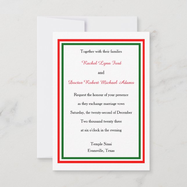 Doble Recorte de Navidad - Invitación de Boda 3x5 (Anverso)