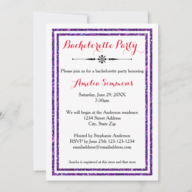 Doble Recorte Morado - Invitación de Despedida de  (Anverso)