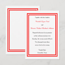 Doble Recorte Rojo - Invitación de Boda 3x5