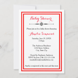 Doble recorte rojo - Invitación para baby shower