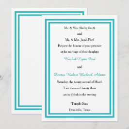 Doble recorte turquesa - Invitación de boda 5x7